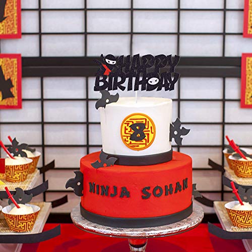 Ninja Cake Topper Happy Birthday Cake Decoration Nijia Theme Boys Bday Party Supplies #TOP5
