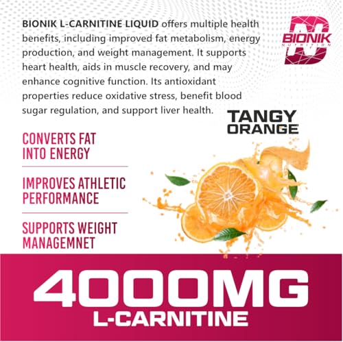 Image of Bionik Premium Liquid L-Carnitine 4000mg with Garcinia Cambogia | Sugar Free Fat Burner | Supports Energy, Performance & Weight Management | 450ml