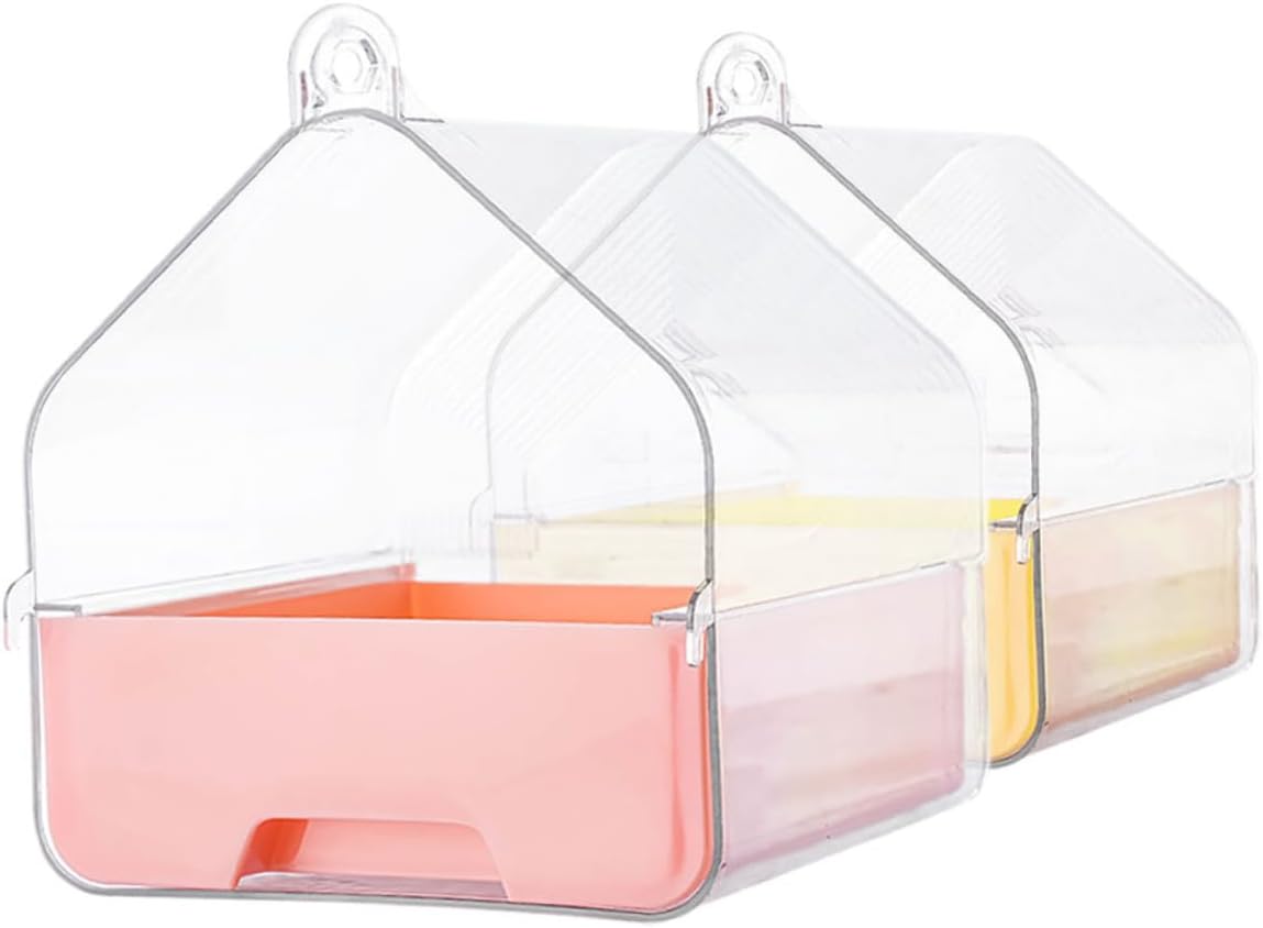 BESPORTBLE 2pcs Hanging Bird Bath for Cage with Drawer, Parakeet Shower Tub, Budgie Bathing Accessory, Suitable for Small Parrots, Cockatiels, Lovebirds, and Conures