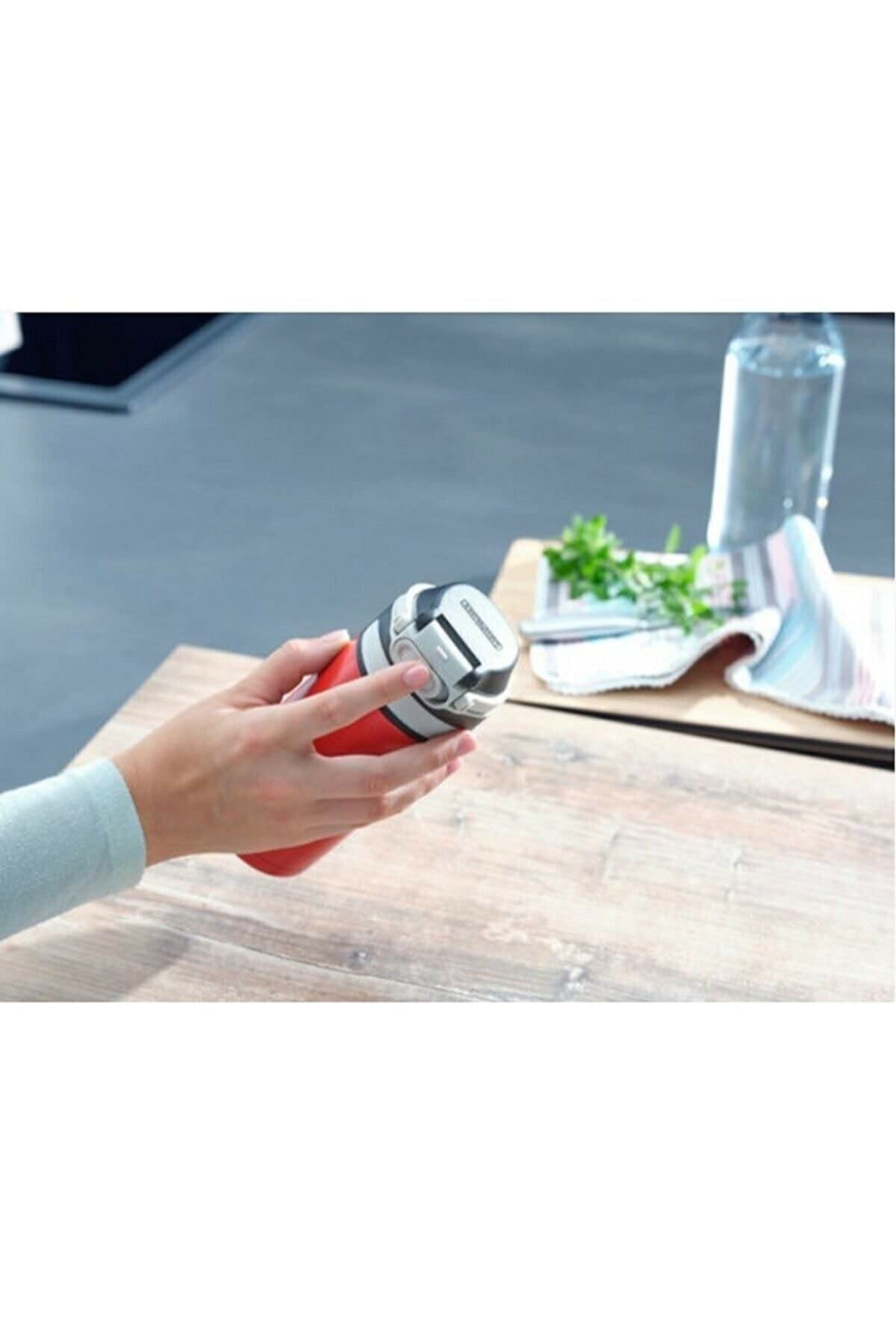 Leifheit Flip Bouteille isotherme (350 ml) avec bouchon à vis, mug voyage avec fermeture 100% anti-fuite, mug étanche avec ouverture à une main, rouge