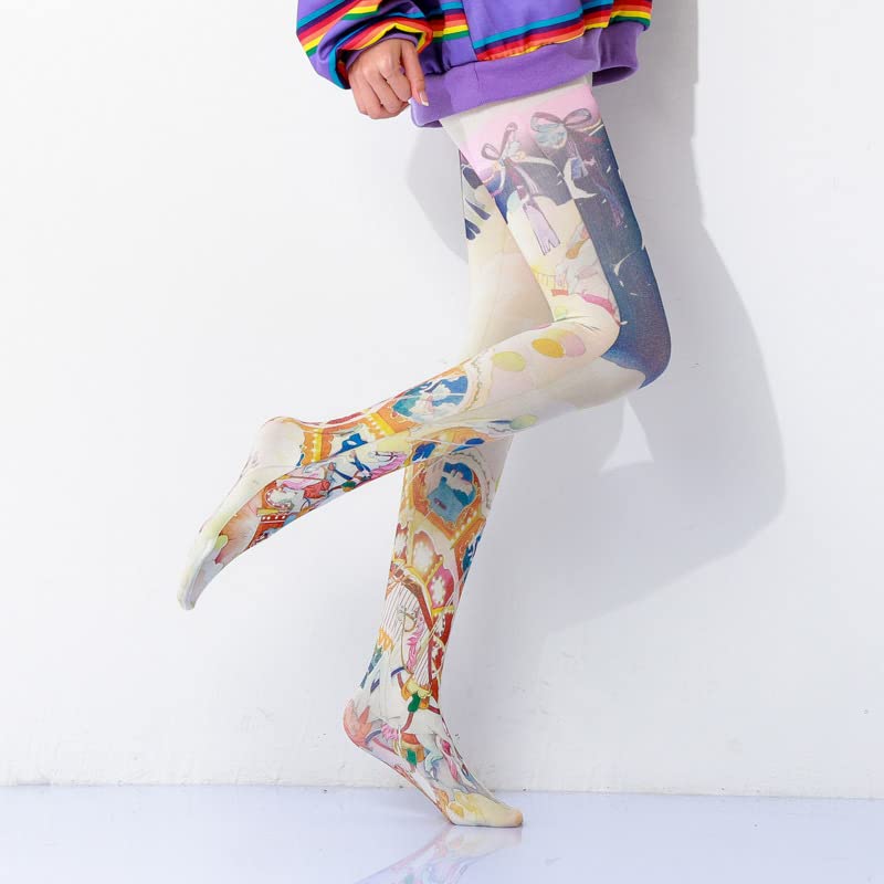 Image of Sahabowi Women's Sheer Tights, Digital Print Designs Stockings