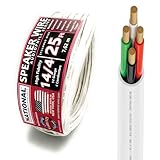 NATIONAL Wire&Cable - 14/4 Audiophile Speaker Wire (25 Feet) 14AWG Gauge - Made in USA - in Wall Audio Speaker Wire Cable/CL Rated/ETL Listed / 2 Conductors - OFC Oxygen-Free Copper, White 25ft