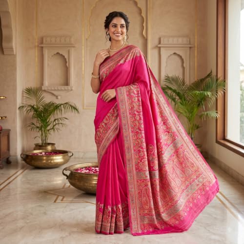 Vardha rani pink raw silk saree in raw silk – image 2