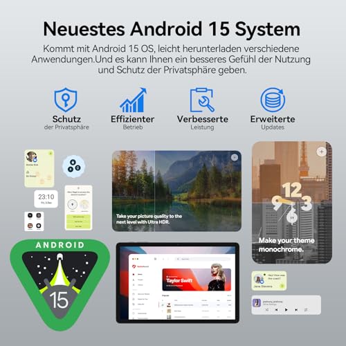 2026 Tablet 11 Zoll Android 15 | Dual 4G SIM 5G WiFi, 16GB RAM + 128GB ROM/1TB TF | Tablet Mit Schutzhülle | Octa-core Gaming Tablets | 13MP + 8MP | 7000mAh | 1280 x 800 | BT 5.0 | GMS | GPS | Grau – Bild 4