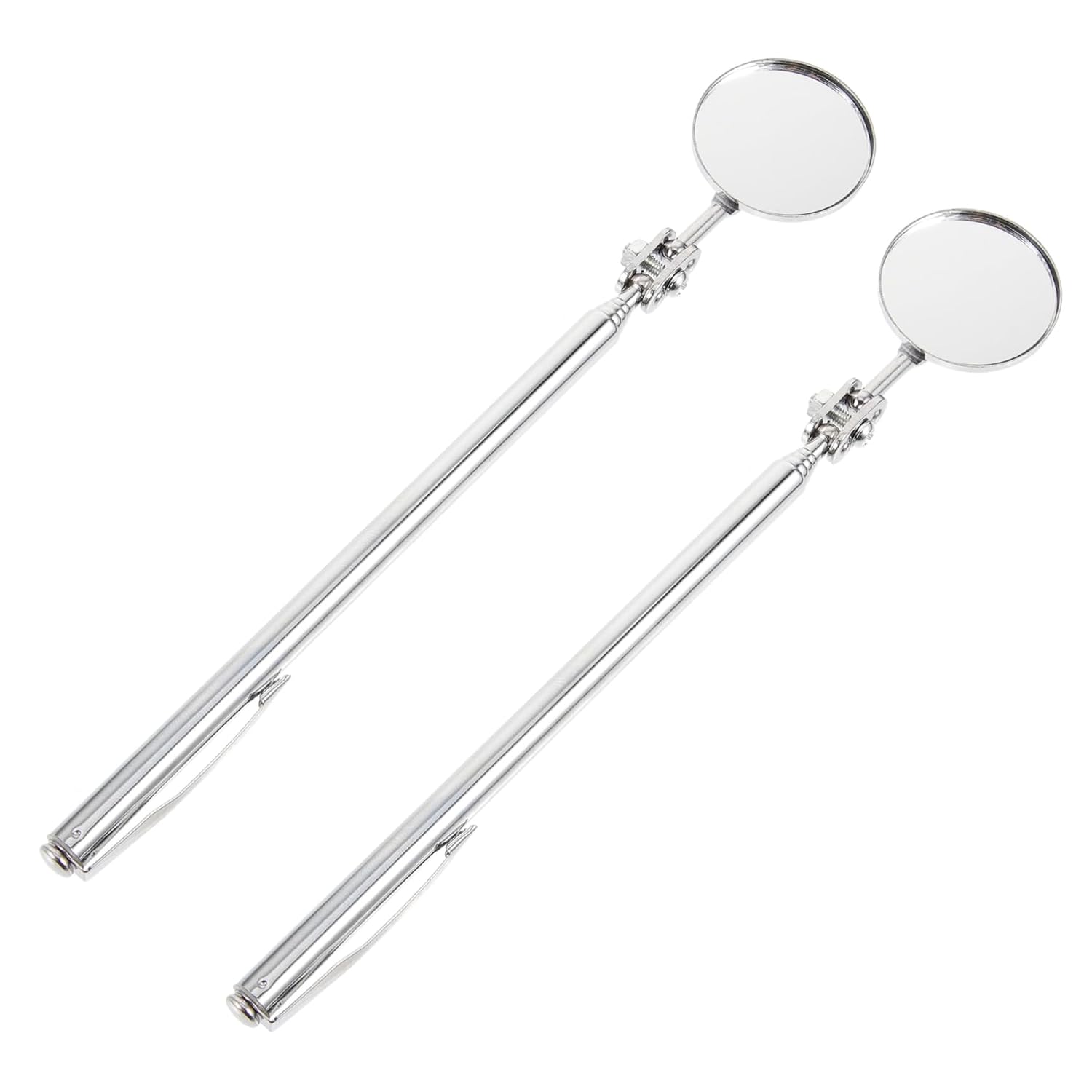 Zerodeko Telescopic Retractable Car Inspection Mirror Silver Stainless Steel Auto Swivel Tool