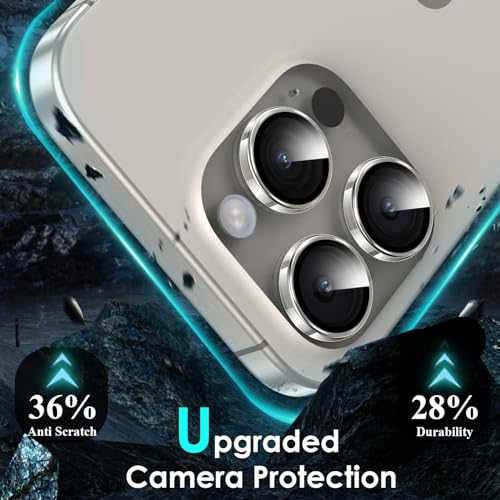 YWXTW Camera Lens Protector for iPhone 15 Pro/iPhone 15 Pro Max, [1 Step Installation Tray] HD Clear Individual Camera Cover Tempered Glass Screen Protector Accessories, Case Friendly(Clear) — view 3