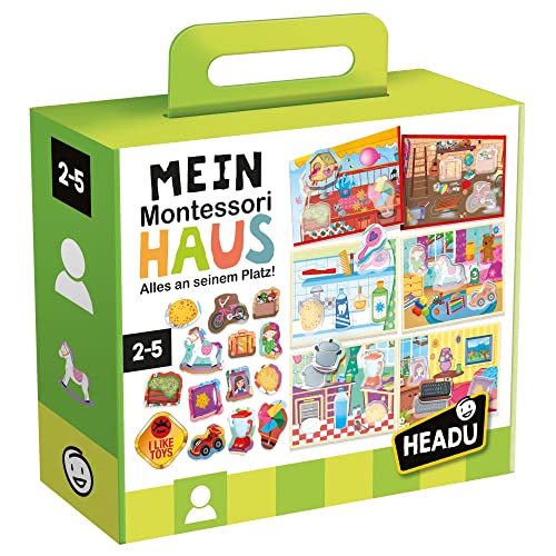 Headu „Mein Montessori Haus - Alles an seinem Platz“: Lernspiel für Kinder im Alter von 2 bis 4 Jahren, Formen erkennen, Persönlichkeitsentdeckung, deutsche Version (DE23196)