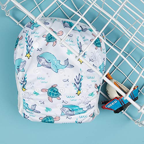 Babygoal Baby & Toddler Boy and Girl Swim Diapers, Reusable Adjustable Washable One Size Fits 6M-3T Gifts and Swimming Lessons 3 Pack 3ZSD07