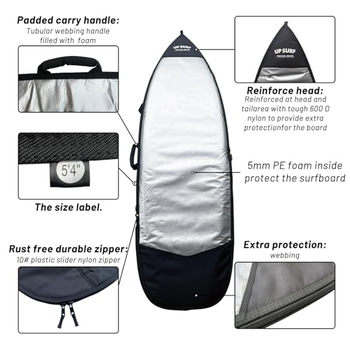 UP SURF Surfboard bag, Daylight Bags for Fun and short boards, Size 5’4”,5’8”,6’0",6'4",6'8" Surfboard cover for Storage and Transport Surfboard (5’8) - Thumbnail 2