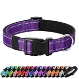 PenSeepet Reflective Dog Collar Padded with Soft Neoprene Breathable Quick Release Basic Dog Collars for Medium Dogs Purple Girl