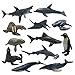 JollySweets Sea Ocean Animals Pool Toys Bath Toys 12 Pack Set, Realistic Plastic Marine Figures Toy, Sea Life Creature, Rubber Ocean Creatures Figures Collection, Dolphin, White Shark, Walrus, Seal