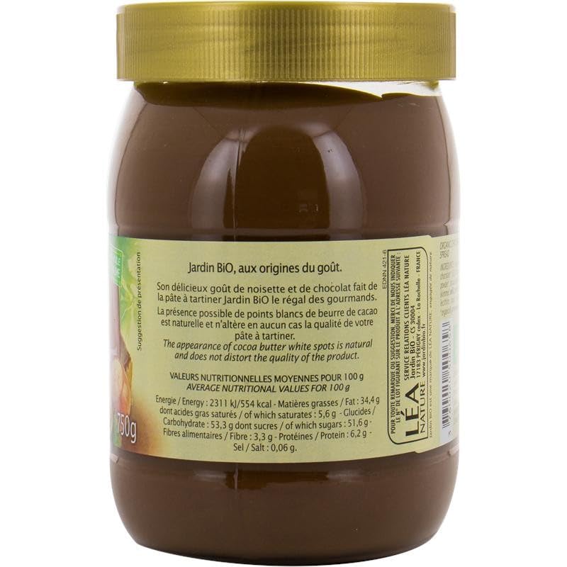Délice Gourmand : Pâte à Tartiner Noisette et Cacao Bio 750g de Jardin Bio Étic - Saveur Naturelle - Diététique et Nutrition_succulente - Le Lot De 3