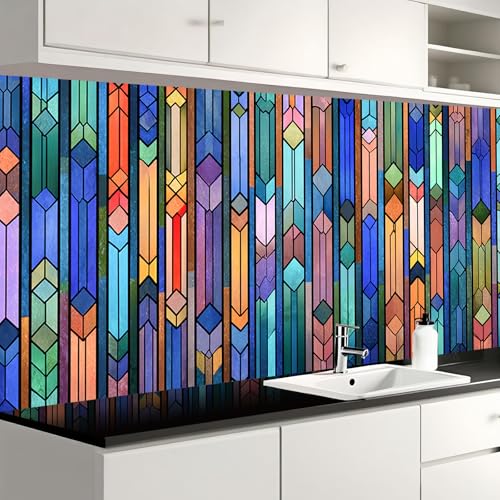Image of Nuxovilar Glass Geometric Stripe Wallpaper Peel Stick Vinyl 15.75x39.37