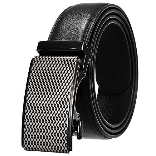 Men's Real Leather Ratchet Dress Casual Belt, Cut to Exact Fit, Elegant Gift Box - Main Image