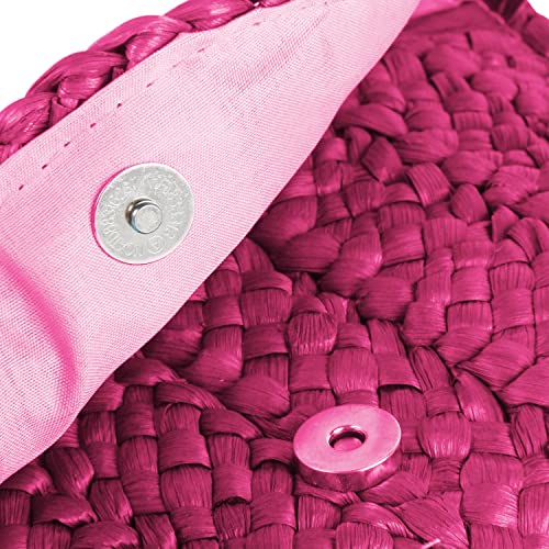 Image of Fecialy Straw Clutch Purses Straw Purses for Women Envelope Woven Clutch Handbags Summer Beach Bags