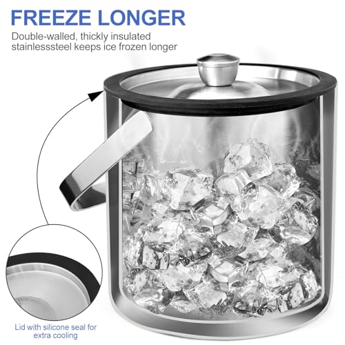Seau à glace anti-condensation de 2,2 l pour garder les boissons fraîches