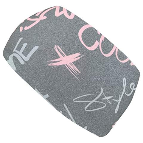 Wollhuhn ÖKO Mädchen/Damen/Buben Cooles Elastisches Stirnband/Haarband Bequem Jersey Baumwolle Viele Motive 21215155 (Cool Music Grau/Rosa) Cover