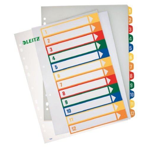 10er Vorteilspack Leitz Register A4 Maxi, bedruckbar 1-12