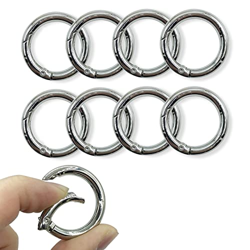 Image of Spring O Rings Keyring Buckle, 8PCS Round Carabiner Snap Clip, Key Ring Clip DIY Accessories for Handbag Key Keychain TXZWJZ, Silver, 1 1 /4 inch(32 mm)