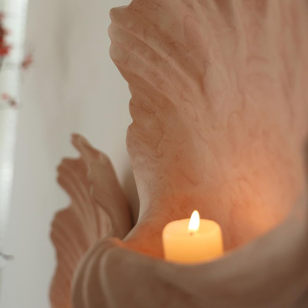 Stary świecznik Ceramiczny świecznik ścienny w kształcie muszli do salonu, wąskich ścian i przedpokoju Świeczniki(Pink,Duży)