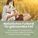 alphazoo Premium Nachtkerzenöl für Hunde 250ml – Kaltgepresst & 100% natürliches Futteröl, reich an Omega-6 & Omega-9 – Unterstützt glänzendes Fell & gesunde Haut, ideal bei Allergien