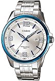Casio Men's Core MTP1345BD-7AV Silver Stainless-Steel Quartz Watch with Blue Dial