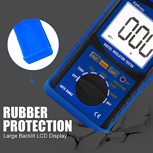 Kethvoz KE-6688B Digital Megohmmeter, Kethvoz 500V/1000V/2500V/5000V Insulation Resistance Tester, Auto Range Megohm Meter 1Mω~2Gω, Testing Ac Voltage 750V,Data Hold Backlit Lcd thumb #4
