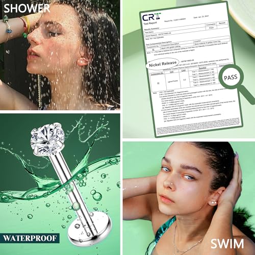 MILACOLATO G23 Titanium Flat Back Earrings Studs 14K Gold Filled Push In Nose Rings Studs 20G/18G/16G Threadless Helix Tragus Cartilage Labret Lip Medusa Piercing Jewelry Hypoallergenic for Women Men4