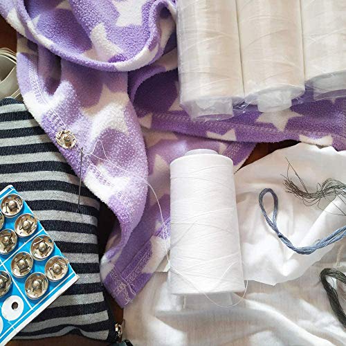 Meikeer Sewing Thread 100% Polyester 40s/2 Serger Cone Thread 3400 Yards/1 Spool of Yarn,All Purpose Thread High Tensile Spools,for Serger, Overlock, Quilting, Sewing Machine(White)