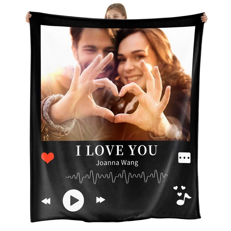 Personalised Blanket,Custom Blanket with Photos Customized Flannel Throw Blanket for Adults Kids,Personalised Gifts for Mum,Dad,Boyfriend,Girlfriend,Best Friends(1PhotoC-100x127cm) — image 1