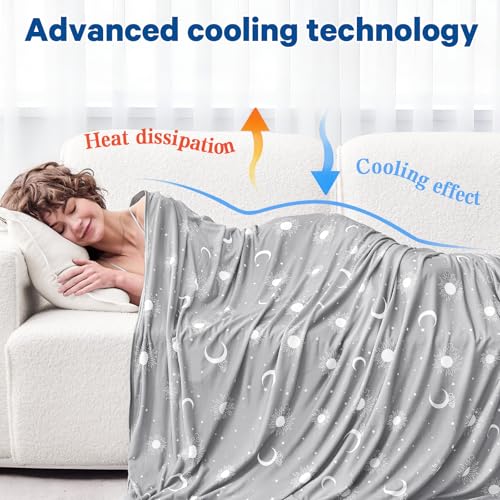 Image of inhand Cooling Blanket - Cooling Blankets for Hot Sleepers -Decorative Lightweight Breathable Summer Cold Blankets for Sleeping Night Sweats to Keep Cool-(90 inchx90 inch) Dark Grey-Sky