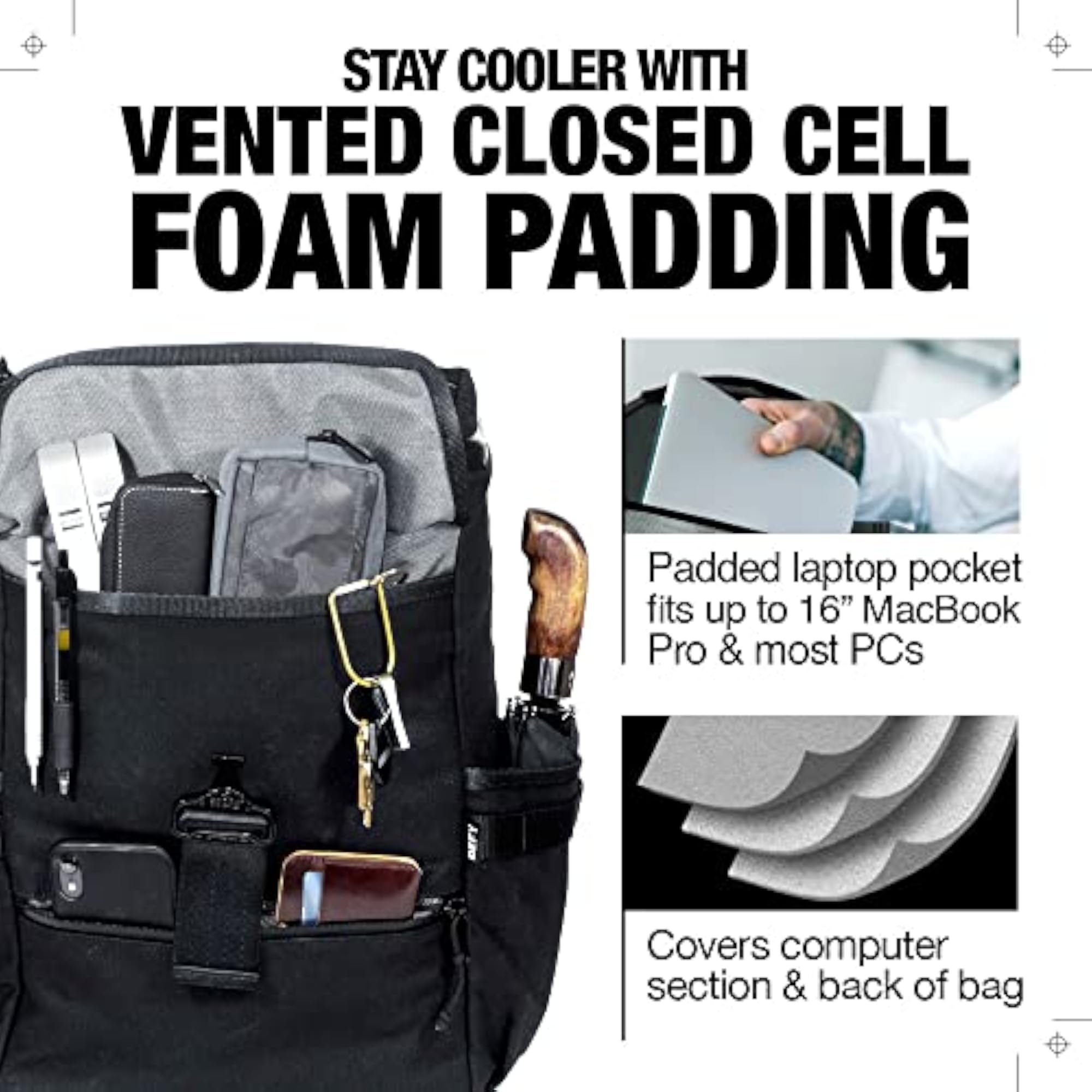 Backpack Parent, Black, Carry-On, Laptop