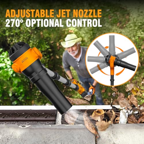Roof Gutter Cleaning from The Ground, 40V Leaf Blowers Cordless, 580CFM/180MPH with 2 Batteries and Charger, Brushless 2-Speed Motor for Gutter Cleaning Extension Attachment Kit for Garden,House - Thumbnail 5