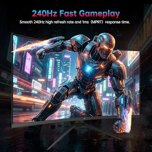 Image of KTC 27 Inch 240Hz Curved Gaming Monitor, 2K QHD 2560x1440P Computer Monitor with 1000R, 2500:1 Contrast, Adaptive Sync, DP 1.4, HDMI 2.0, VESA, Tiltable, H27S25E