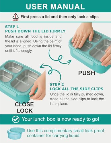 Image of Stainless Steel Lunch Box | 3-Compartment Leakproof & BPA-Free Bento Box | Insulated with Detachable Inner Containers & 4-Sided Lock | Ideal for Office, School, College & Travel | Lavender