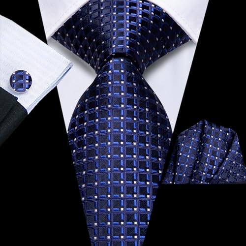 Image of Hi-Tie Mens Paisley Floral Striped Ties Set Silk Necktie and Lapel Pin for Men Pocket Square Cufflinks Set Business Wedding