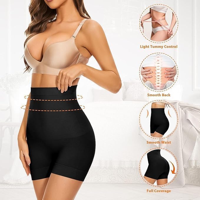 Image of CULINA High Waist Tummy Control Shapewear Shorts | Body Shaper for Women | Tummy Tucker| Seamless Body Shaper | Shorts Under Dress | Comfortable | Breathable