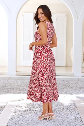 Image of STYLEWORD Womens Summer Casual Short Sleeve Flowy Midi Beach Dress