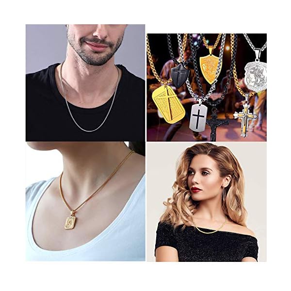 ALEXCRAFT 3PCS Silver Gold Black Necklace for Men Stainless Steel Chain Necklace for Boys Teens Gifts 20 Inches 3MM - Image 4