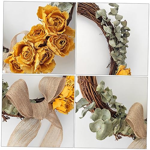 Corona de flores secas para decoración natural del hogar miniatura 3