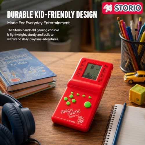 Image of Storio Handheld Video Game Console for Kids, 9999 in 1 Brick Game, Portable LCD Retro Gaming Device, Educational Electronic Game Toy for Boys Girls Travel Entertainment