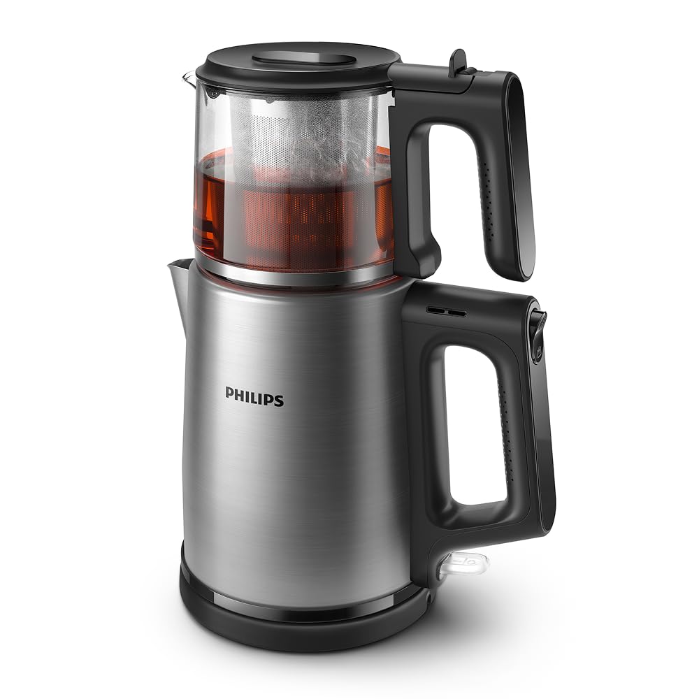 Otomatik Sıcak Tutma, 0.9L Cam Demlik, 1900W Güç, Paslanmaz Çelik Demlik, 1.8L Geniş Kapasiteli Dayanıklı Inox Taban (HD7350/00)