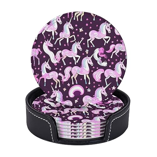 Dessous de verre licornes roses en polyuréthane premium, set de table durable