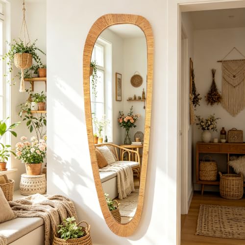 BAODANFU Irregular Rattan Mirror 18x53