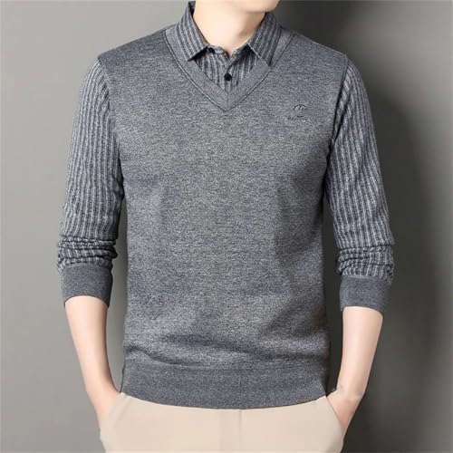 Men's Fleece Lined Sweater Polo Collar Pullover Tops Fashion Causal Pullovers Slim Fit Thick Clothes3