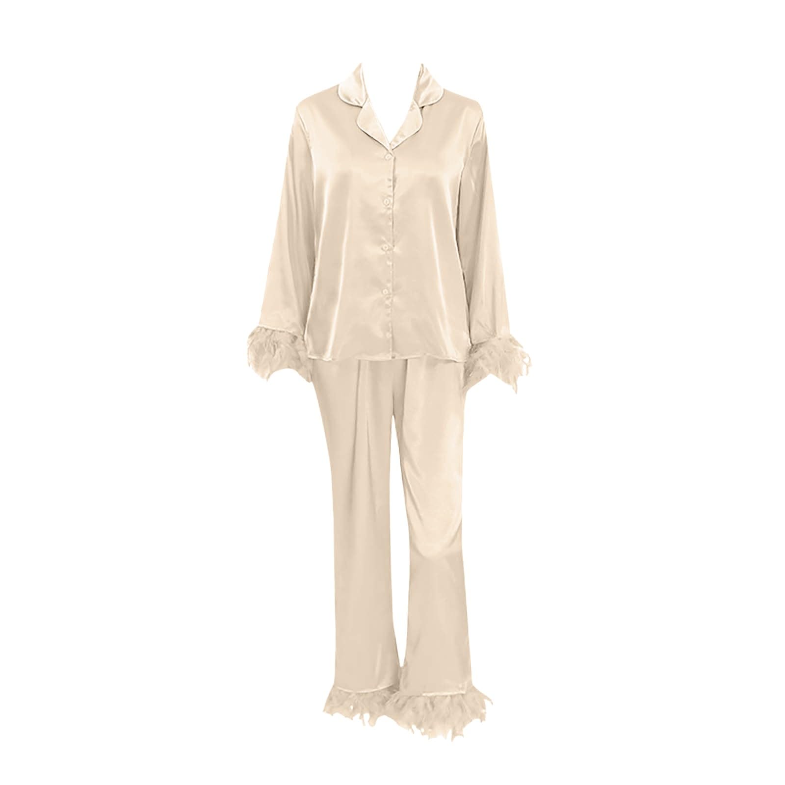 WWricotta Set Pigiama Lungo Maniche - 2 Pezzi, Top e Pantaloni da Notte, Comodo e Morbido, Perfetto per Dormire e casa
