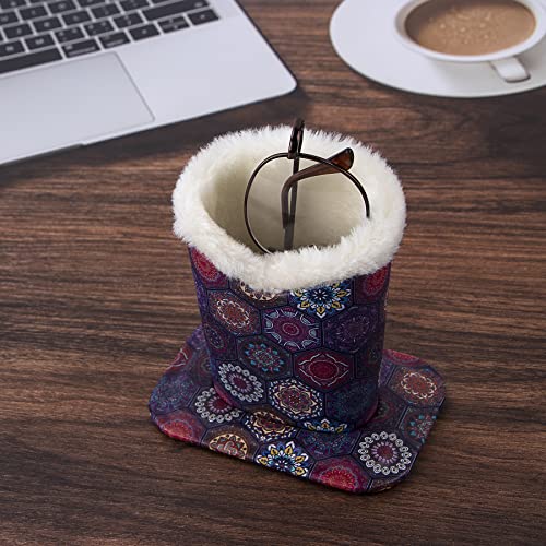 Image of Plush Fluffy Lined Anti-scratch Eyeglasses Holder Protective Glasses Stand Case