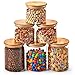 EZOWare zestaw 6 szklane słoików do przechowywania, 900 ml / 1400 ml pojemniki ze szkła borokrzemianowego z bambusową pokrywką do żywności, cukierków, ciastek, ryżu, cukru, mąki, makaronu