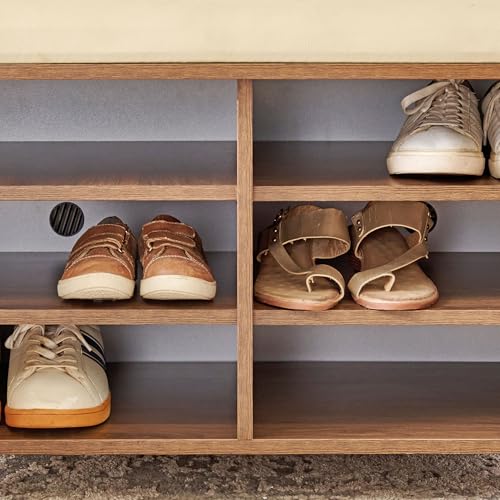 Image of Home Centre | Addison | 12 Pair | Engineered Wood | Shoe Cabinets | Walnut | 1 Year Warranty