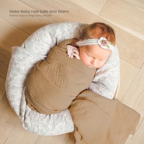 Image of lulumoon Muslin Swaddle Blankets for Baby: Lightweight & Breathable Receiving Blankets for Hospital - Neutral Registry Gift for Newborn 3pack (Brown Bunny)